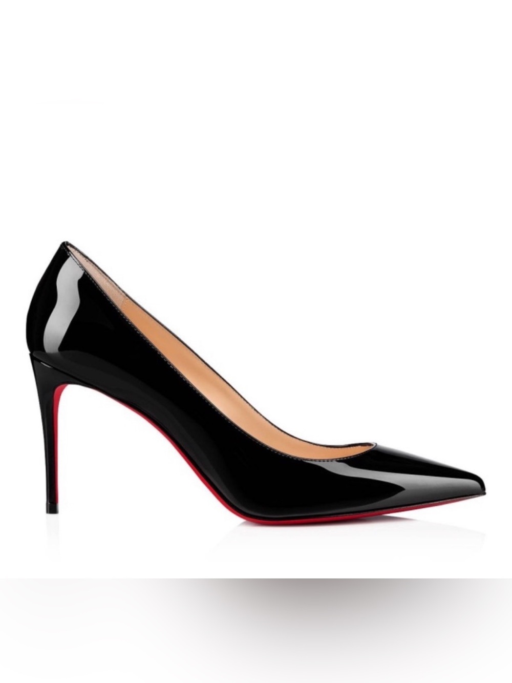 Auth NEW Christian Louboutin Kate 85 Heel Black 36.5 +RECEIPT Patent point Pumps